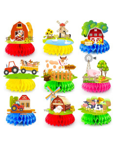 Centros de Mesa de Panal de Granja 9 Pcs Decoración Fiesta