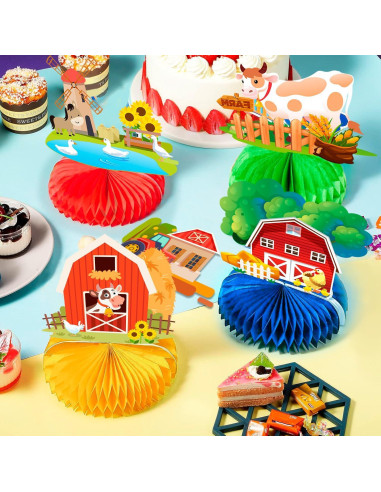 Centros de Mesa de Panal de Granja 9 Pcs Decoración Fiesta