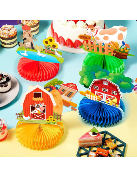 Centros de Mesa de Panal de Granja 9 Pcs Decoración Fiesta