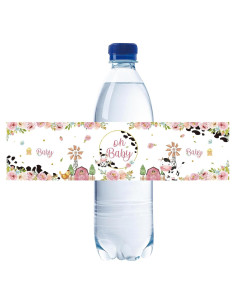 32 Etiquetas de Botellas de Agua Rosa Vaca Oh Bebé ROSTYAKZ