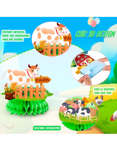 Centros de Mesa de Panal de Granja 9 Pcs Decoración Fiesta