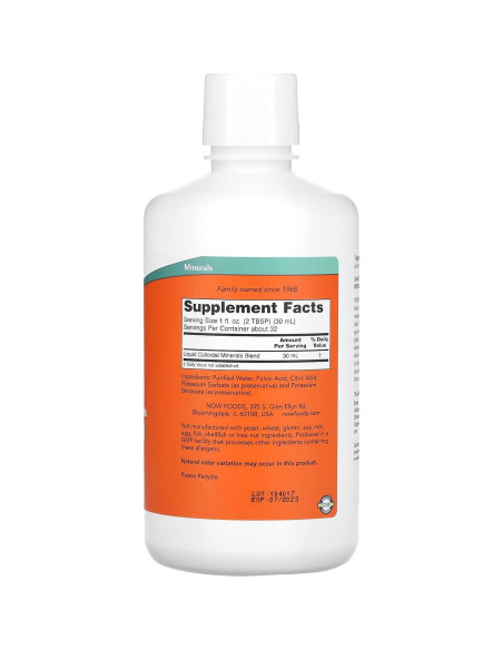 Minerales Coloidales Líquidos NOW Foods 32 Onzas - Derivados de Plantas Minerales Coloidales Líquidos NOW Foods 32 Onzas - Derivados de Plantas