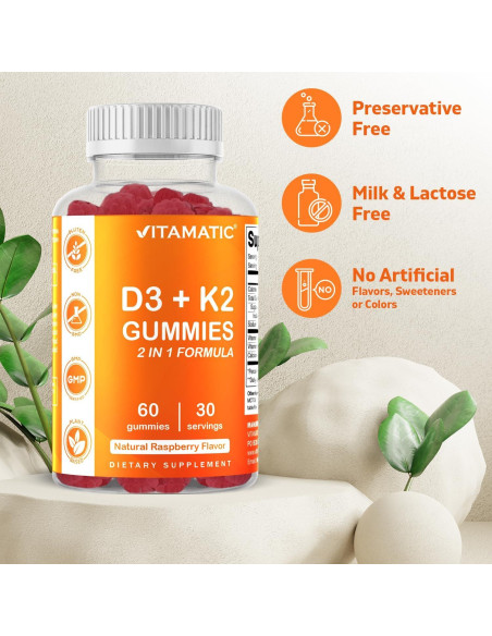 Gomitas Vitamatic Vitamina D3 + K2 60 Unidades - Salud Ósea y Cardiaca Gomitas Vitamatic Vitamina D3 + K2 60 Unidades - Salud Ósea y Cardiaca