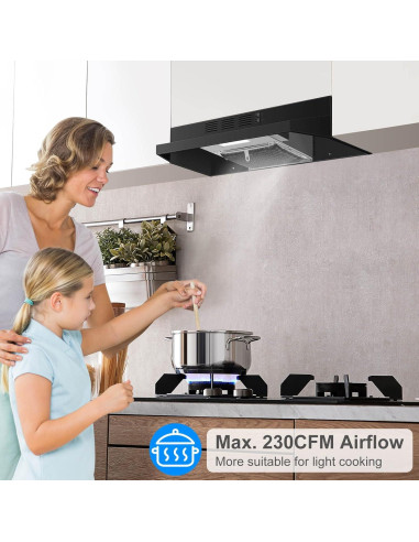 Campana de Cocina Bajo Gabinete SNDOAS 60 cm Negra 230 CFM