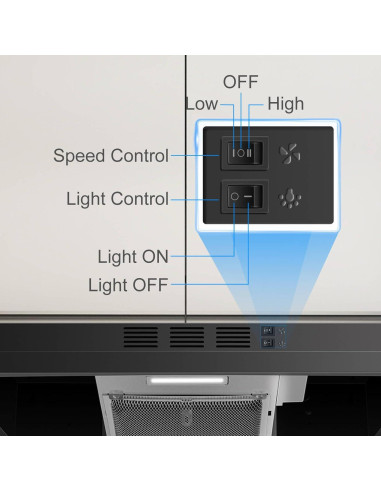Campana de Cocina Bajo Gabinete SNDOAS 60 cm Negra 230 CFM