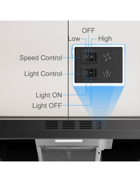 Campana de Cocina Bajo Gabinete SNDOAS 60 cm Negra 230 CFM Campana de Cocina Bajo Gabinete SNDOAS 60 cm Negra 230 CFM