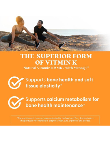 Vitaminas K2 MK-7 Doctor's Best 60 Cápsulas Veganas Sin Gluten