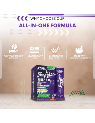 Polvo de Melatonina Clean Nutraceuticals 20 Stix 5 mg