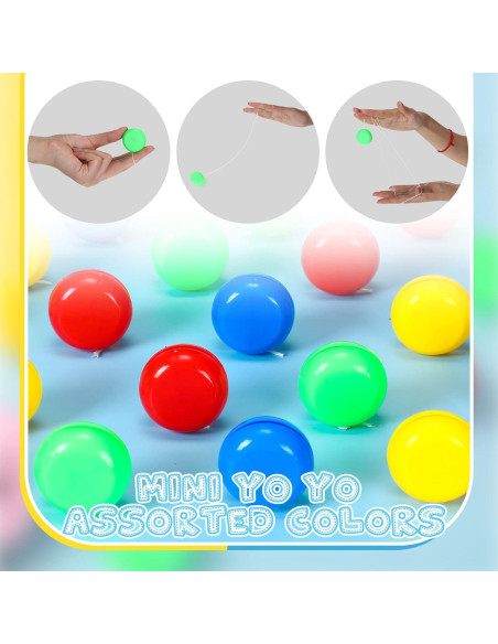 200 Mini Yoyos de Plástico Junkin en 4 Colores para Niños