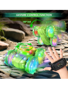 Coche RC Anfibio CGSGDK 4WD Verde 15-20 km/h para Niños 2