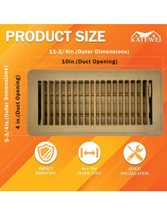 Registro de Piso Katewei 10.16x25.4 cm Acero Marrón Ajustable 2