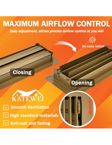 Registro de Piso Katewei 10.16x25.4 cm Acero Marrón Ajustable