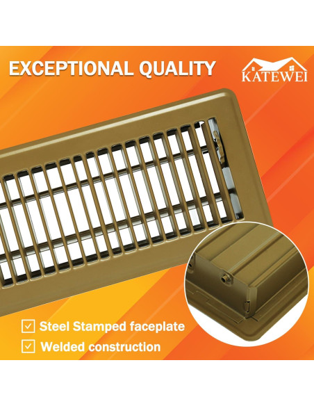 Registro de Piso Katewei 10.16x25.4 cm Acero Marrón Ajustable