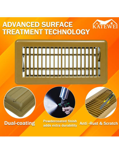 Registro de Piso Katewei 10.16x25.4 cm Acero Marrón Ajustable