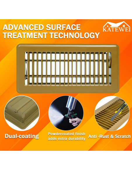 Registro de Piso Katewei 10.16x25.4 cm Acero Marrón Ajustable