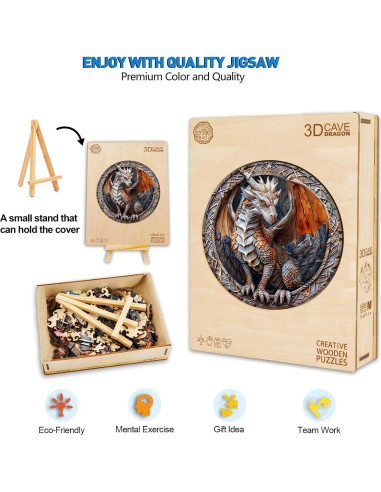 Rompecabezas de Madera 3D Dragón de Cueva NABYSHOP 200 Piezas