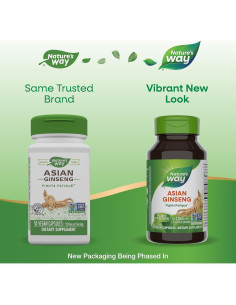 Ginseng Asiático Nature's Way 1120mg 50 Cápsulas Veganas 2