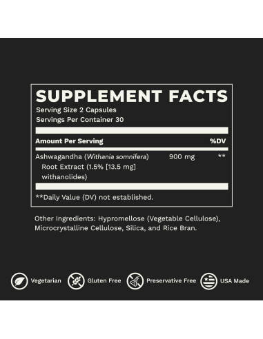 Suplemento Ashwagandha LifeSeasons 900mg - 60 Cápsulas