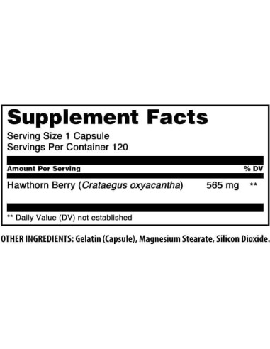 Suplemento de Bayas de Espino Asombroso 565 Mg - 120 Cápsulas