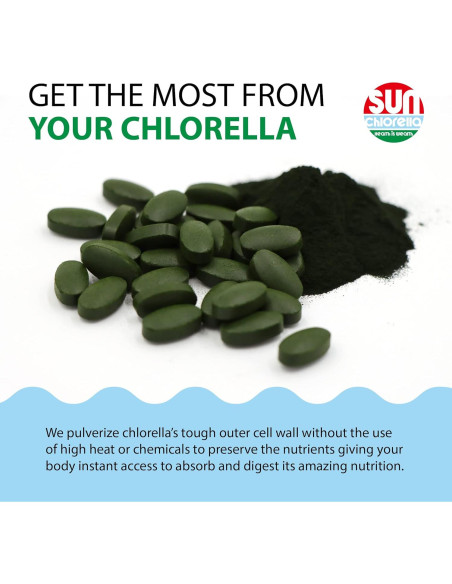 Sun Chlorella 500mg Suplemento de Algas Verdes - 120 Tabletas