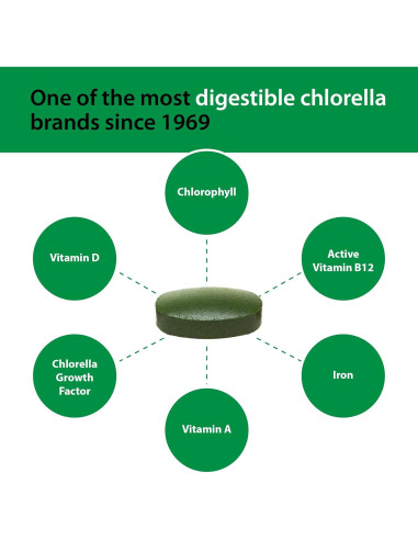 Sun Chlorella 500mg Suplemento de Algas Verdes - 120 Tabletas