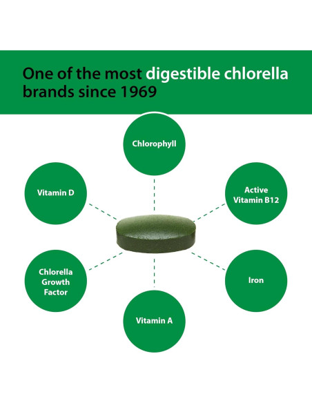 Sun Chlorella 500mg Suplemento de Algas Verdes - 120 Tabletas