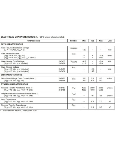 Transistores JFET Canal N 2N5457 y 2N5458 - 20pcs