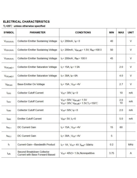 Transistores de Potencia NPN 2N3771 Bridgold - 5 Pcs 40V 30A