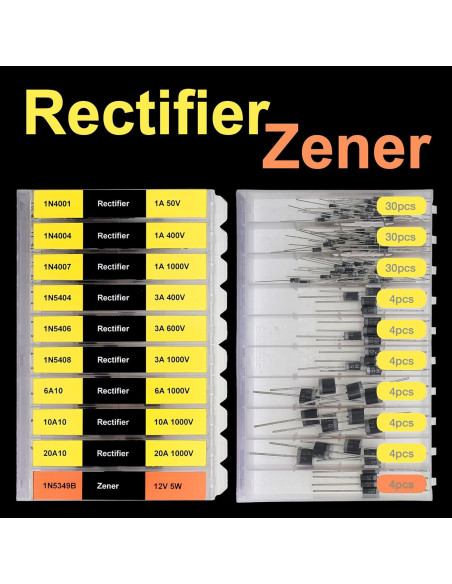 Kit de Diodos Surtidos EEEEE 200 Piezas 20 Tipos Rectificadores Kit de Diodos Surtidos EEEEE 200 Piezas 20 Tipos Rectificadores