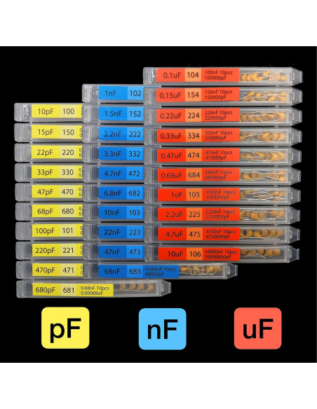 Kit de Capacitores Cerámicos Multicapa 300 pcs 10pF-10uF