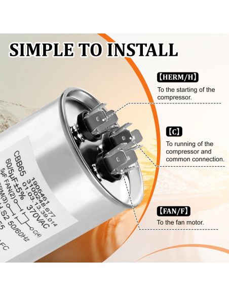 Capacitor de Motor Aire Acondicionado RV Dometic 3312195.000 60/5 MFD