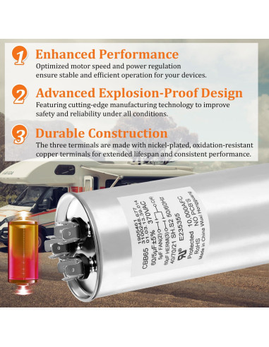 Capacitor de Motor Aire Acondicionado RV Dometic 3312195.000 60/5 MFD