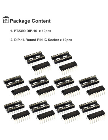 Circuito Integrado de Eco PT2399 - 10 Piezas con Zócalo DIP-16