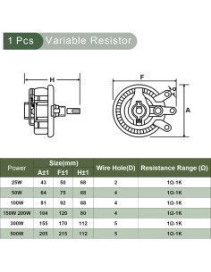 Reóstato Cerámico YOKIVE 200W 20 Ohm Ajustable para Electrónica 2