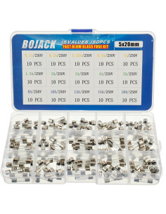 Kit de Surtido BOJACK: 10 Portafusibles + 150 Fusibles 5x20mm 2