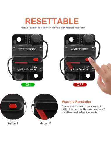 Interruptor de Circuito 60A Erayco Impermeable 12V-48V CC