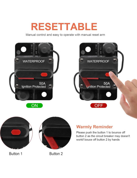 Interruptor de Circuito 60A Erayco Impermeable 12V-48V CC