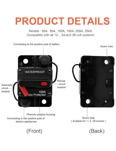 Interruptor de Circuito 60A Erayco Impermeable 12V-48V CC