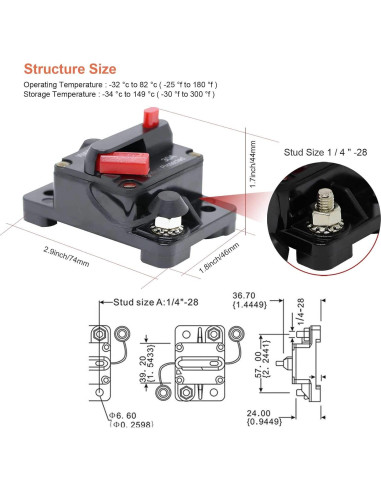 Interruptor de Circuito 60A Erayco Impermeable 12V-48V CC