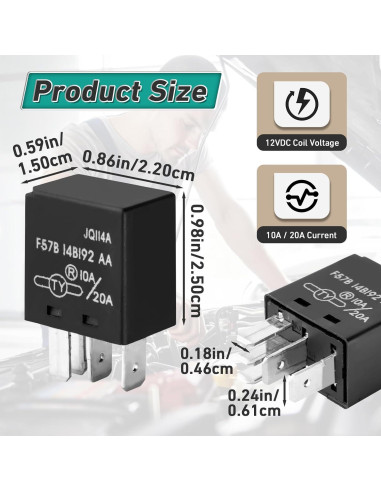 4 Relés Automotrices F57B14B192AA 10A/20A para Ford y más