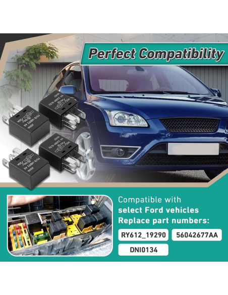 4 Relés Automotrices F57B14B192AA 10A/20A para Ford y más