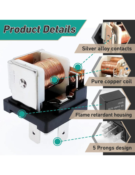 4 Relés Automotrices F57B14B192AA 10A/20A para Ford y más