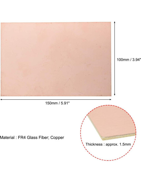 Placa de Circuito PCB Doble Cara uxcell 150x100mm 1.5mm 5pcs