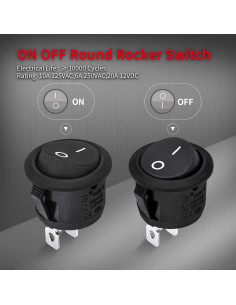 Interruptor de Palanca Redondo DaierTek KCD1 12V 5 Piezas 2