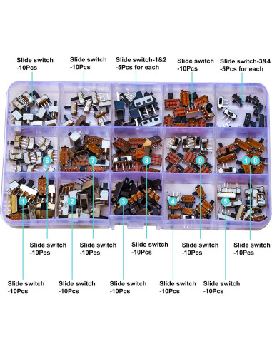 Kit de Interruptores Deslizantes Mini Micro JTSINERU 17 Tipos
