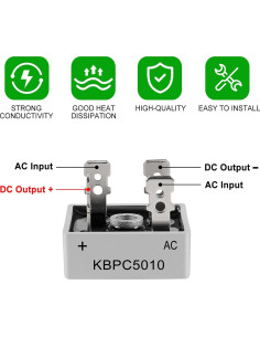 Diodo Rectificador de Puente KBPC5010 1000V 50A 8 Piezas 2