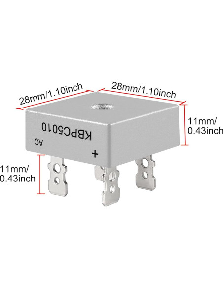 Diodo Rectificador de Puente KBPC5010 1000V 50A 8 Piezas Diodo Rectificador de Puente KBPC5010 1000V 50A 8 Piezas