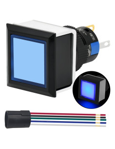 Interruptor Cuadrado ZGSZJHF 21x21mm 12/24V LED Azul IP65