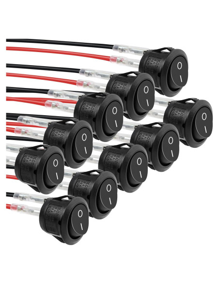 10 Interruptores Rocker Redondos SPST 20mm Wahijihe