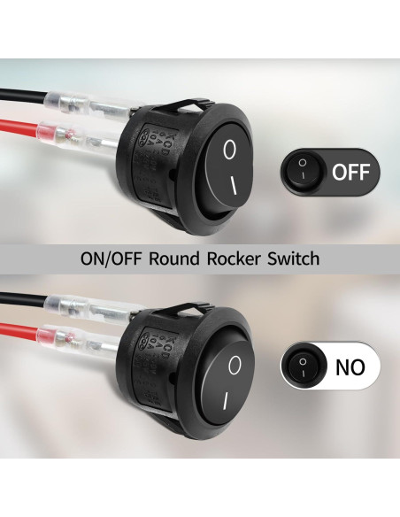 10 Interruptores Rocker Redondos SPST 20mm Wahijihe